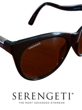 Serengeti Valentina 8571 Polarized Sunglasses Shiny Black Made in Italy w/ Case